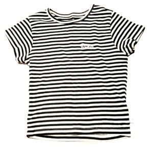 Dickies Black & White Striped Cropped Tee